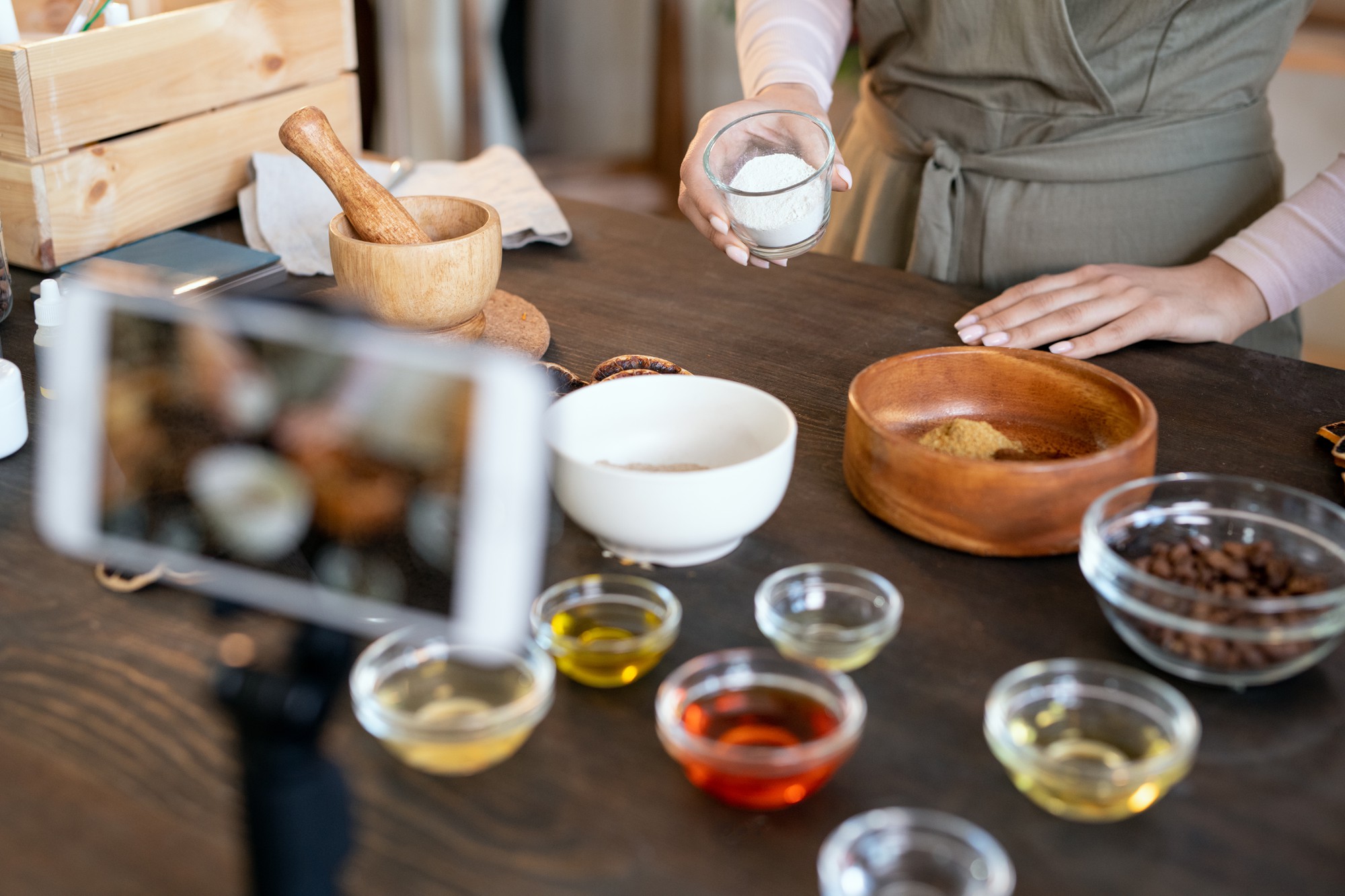 Workshop table with tasting notes