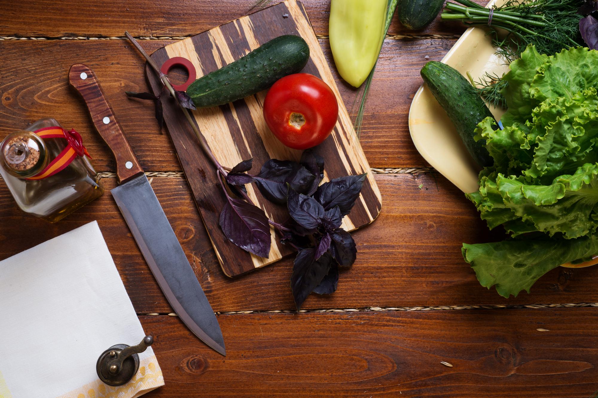 Ingredient study on wooden board